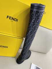 Uubags | Fendi Rockoko black leather ankle boots with stretch fabric - 2