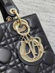 Uubags | Lady Dior lamskin black buckle gold matel chain 20x8x17cm - 3