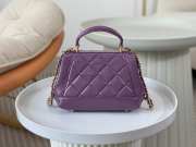 Uubags | Chanel Mini Bag with Handle Shiny Lambskin & Gold Plated Metal Purple 12x18x7cm - 3