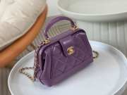 Uubags | Chanel Mini Bag with Handle Shiny Lambskin & Gold Plated Metal Purple 12x18x7cm - 5