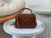 Uubags | Chanel Mini Bag with Handle Shiny Lambskin & Gold Plated Metal Brown 12x18x7cm - 2