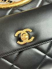 Uubags | Chanel Clutch Lambskin & Gold Plated Metal Black 19x25x3cm - 4