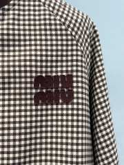 Uubags | Miu Miu Gingham check blouson jacket in white/burgundy - 5