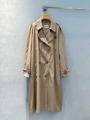 Uubags | Miu Miu Double-breasted Panama cotton trench coat