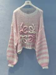 Uubags | Loewe Pink Anagram Striped Mohair-blend Sweater - 3