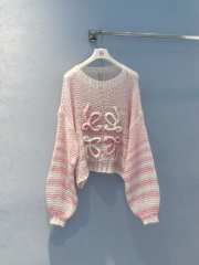 Uubags | Loewe Pink Anagram Striped Mohair-blend Sweater - 6