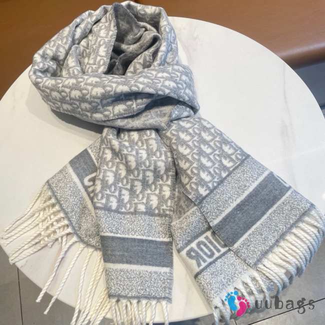 Uubags | Christian Dior Oblique Scarf Cashmere In Grey - 1