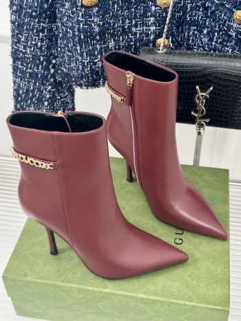 Uubags | Gucci Signoria ankle boot in burgundy 10.5cm