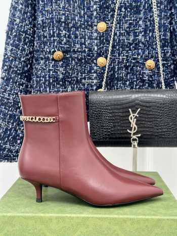 Uubags | Gucci Signoria ankle boot in burgundy 4.5cm