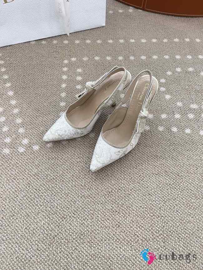 Uubags |  Dior Cotton Ribbon Toile De Jouy J'Adior Slingback 10cm Pumps In White - 1