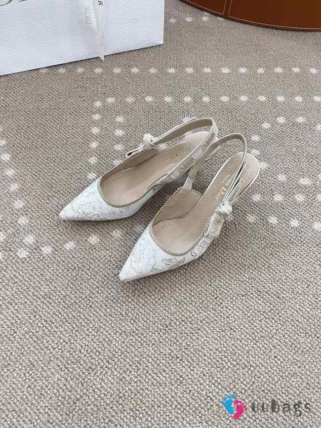 Uubags | Dior Cotton Ribbon Toile De Jouy J'Adior Slingback 6.5cm Pumps In White - 1