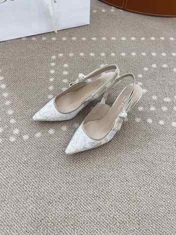 Uubags | Dior Cotton Ribbon Toile De Jouy J'Adior Slingback 6.5cm Pumps In White