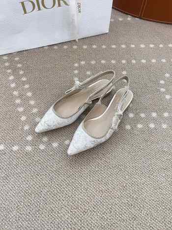 Uubags | Dior Cotton Ribbon Toile De Jouy J'Adior Slingback 1cm Pumps In White