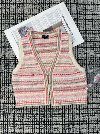 Uubags | Chanel Sleeveless Cardigan Vest Cashmere, Wool & Cotton Pink & Many Other Colors