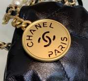 Uubags | Chanel 22 Mini Handbag with Pearl, Shiny Calfskin & Gold-Tone Metal Black  - 3