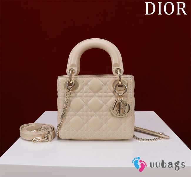 Uubags | Mini Lady Dior Bag Powder Beige Cannage Lambskin 17x15x7cm  - 1