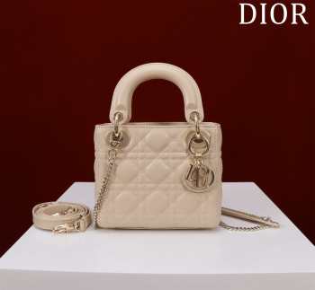 Uubags | Mini Lady Dior Bag Powder Beige Cannage Lambskin 17x15x7cm 