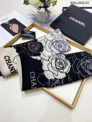 Uubags | Chanel square scarf twill silk in black 140x140cm - 6