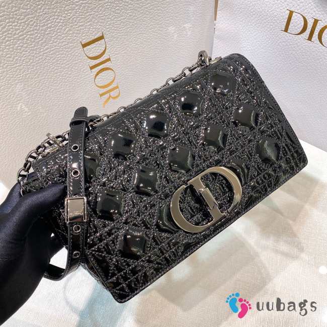 Uubags | Medium Dior Caro Bag Purple Cannage Supple Patent 25.5x15.5x8cm - 1