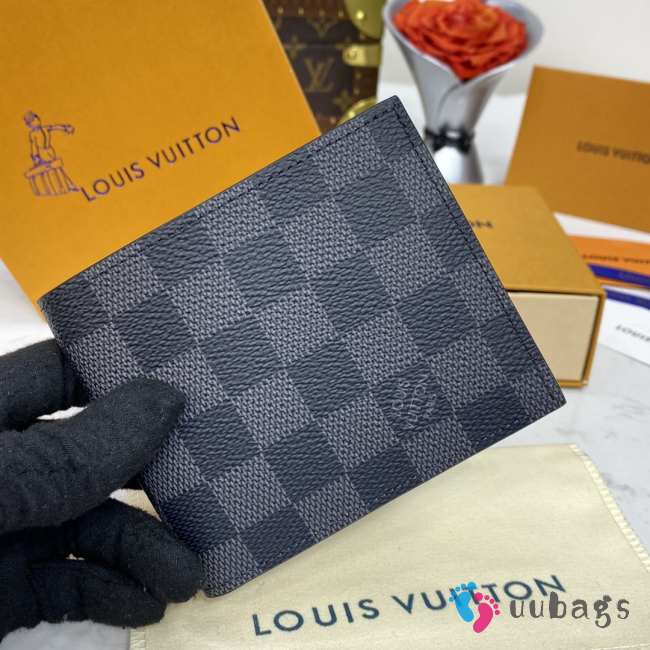 Uubags | Louis Vuitton N63336 Marco Damier Graphite Canvas Wallet 11x9x2cm - 1