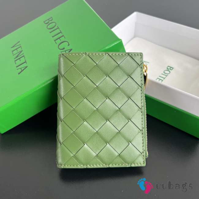 Uubags | Bottega Veneta small intrecciato Bi-Fold zip wallet MXN in green 11.5x9x1cm - 1