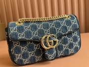 Uubags | Gucci Marmont shoulder bag with blue crystals embroidered GG denim 26x15x7cm - 3