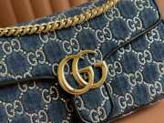 Uubags | Gucci Marmont shoulder bag with blue crystals embroidered GG denim 26x15x7cm - 2