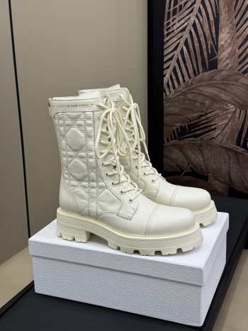 Uubags | Dior D-Unit Ankle Boot White Quilted Cannage Calfskin