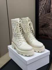 Uubags | Dior D-Unit Ankle Boot White Quilted Cannage Calfskin - 5