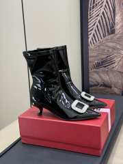 Uubags | Roger Vivier pointed toe boots in black glossy leather 6cm - 1