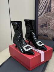 Uubags | Roger Vivier pointed toe boots in black glossy leather 6cm - 6