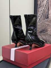 Uubags | Roger Vivier pointed toe boots in black glossy leather 6cm - 4