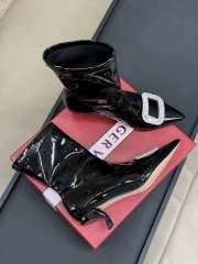 Uubags | Roger Vivier pointed toe boots in black glossy leather 6cm - 3