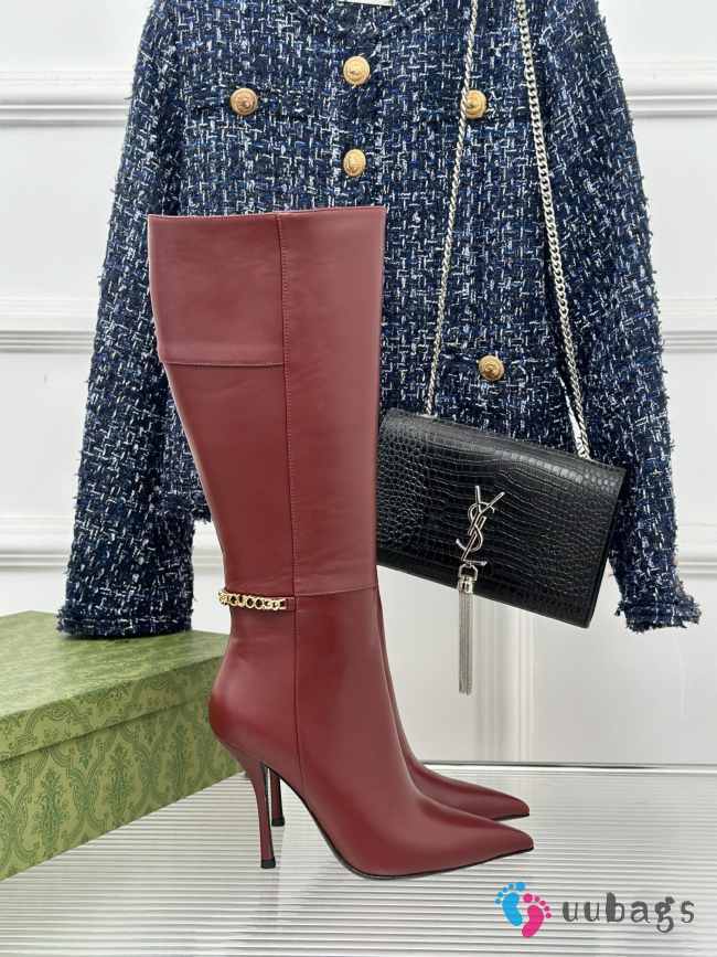 Uubags | Gucci Signoria boot in red leather 10.5cm - 1