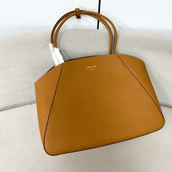 Uubags | Prada 1BG510 large leather tote bag in caramel 40x30.5x17cm