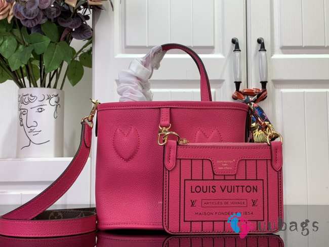 Uubags | Louis Vuitton M12106 neverfull bandoulière Inside Out BB Bag In rose pondichery cowhide 24x14x9cm - 1