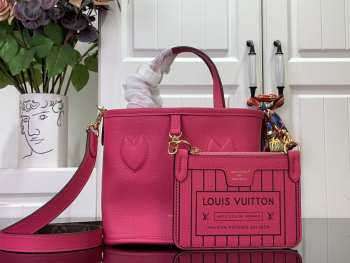 Uubags | Louis Vuitton M12106 neverfull bandoulière Inside Out BB Bag In rose pondichery cowhide 24x14x9cm