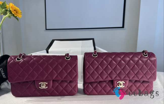 Uubags | Chanel Classic Bag 11.12 Caviar & Brown Metal Burgundy 15.5x25.5x6.5cm - 1