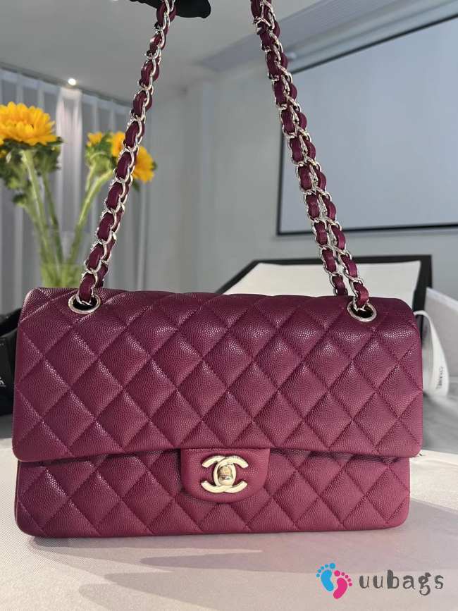 Uubags | Chanel Classic Bag 11.12 Caviar & Brown Metal Burgundy 23cm - 1