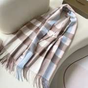 Uubags | Burberry Check Cashmere Scarf In White 70x200cm - 6