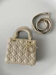 Uubags | Dior Lady Lambskin Gold Buckle Bag M0538 Milk Tea Color 20cm - 5