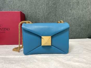 Uubags | Valentino Light Blue One Stub Nappa Gold Bucklet Bag 19x14x11cm