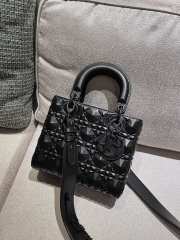 Uubags | Dior Lady Bag Black Cannage Calfskin with Diamond Motif 20cm - 2