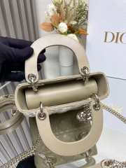 Uubags | Dior Lady Lambskin Bag with Silver Buckle 17cm - 3