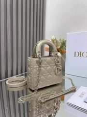 Uubags | Dior Lady Lambskin Bag with Silver Buckle 17cm - 2