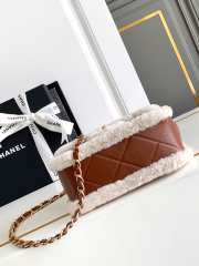 Uubags | Chanel Small Flap bag Fleece & Gold Plated Metal Beige & Brown 12x18x6cm - 4