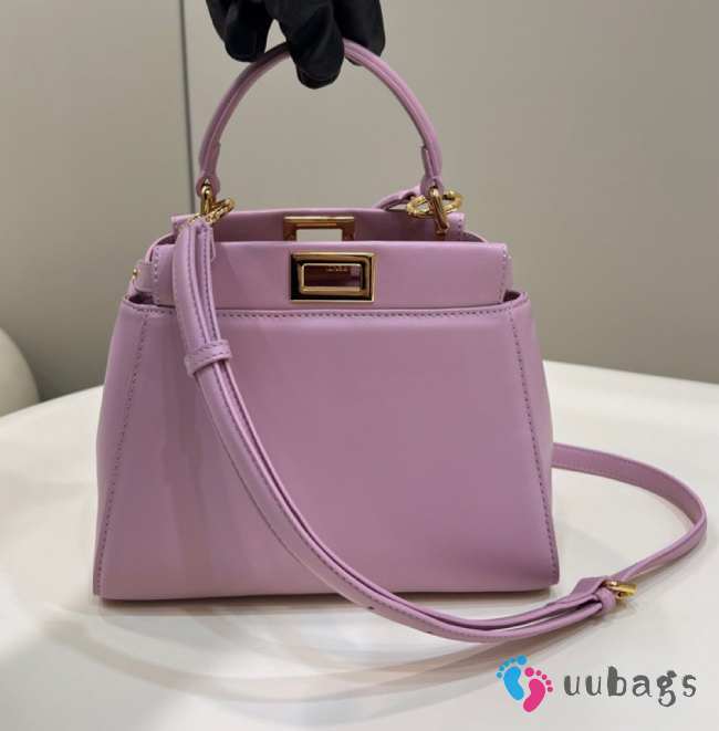 Uubags | Fendi Peekaboo Mini Top Handle Bag In Purrple 23x7x19cm - 1