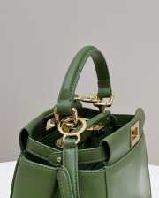 Uubags | Fendi Peekaboo Mini Top Handle Bag In Green 23x7x19cm - 4