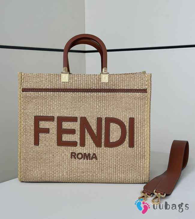 Uubags | Fendi Sunshine Medium Shopper in natural straw bag 35x17x31cm - 1