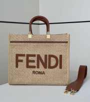 Uubags | Fendi Sunshine Medium Shopper in natural straw bag 35x17x31cm - 1